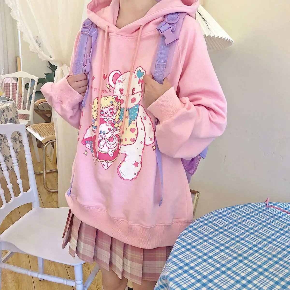 Women's College Style Hooded Sweater Jacket