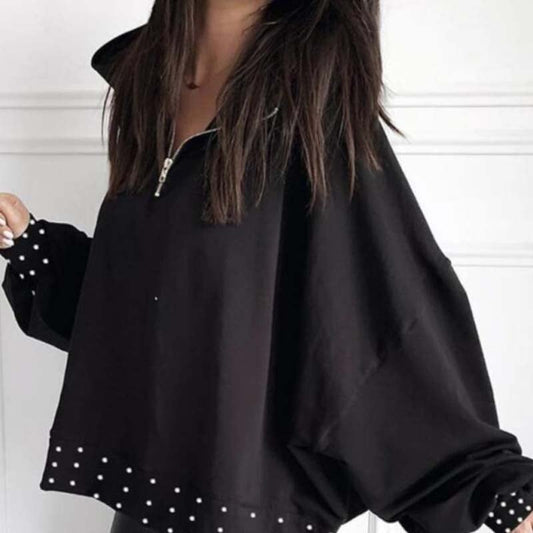 Simple Black Casual Bubble Bead Top for Fashion